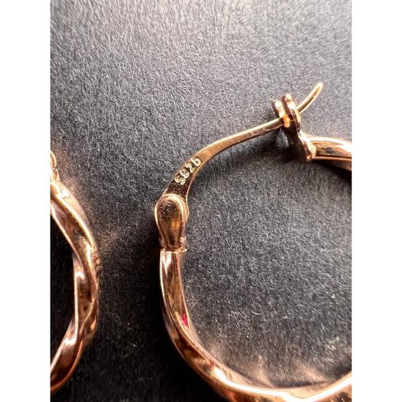 NEW gold over sterling silver twisted hoop earrings - Picture 5 of 9
